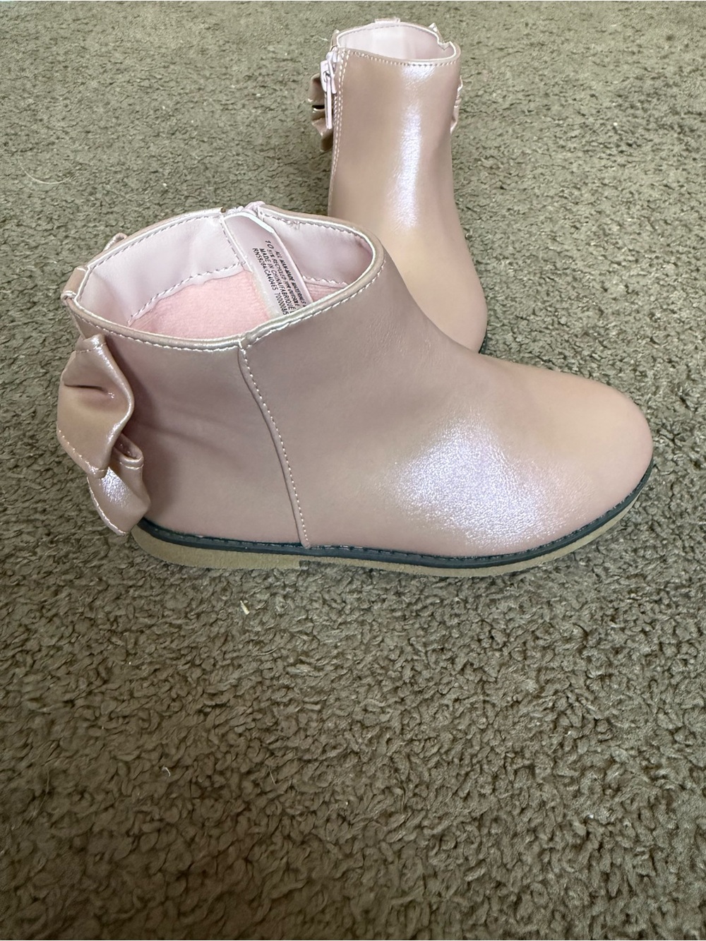 Kids Pink Ankle Boots with Bow